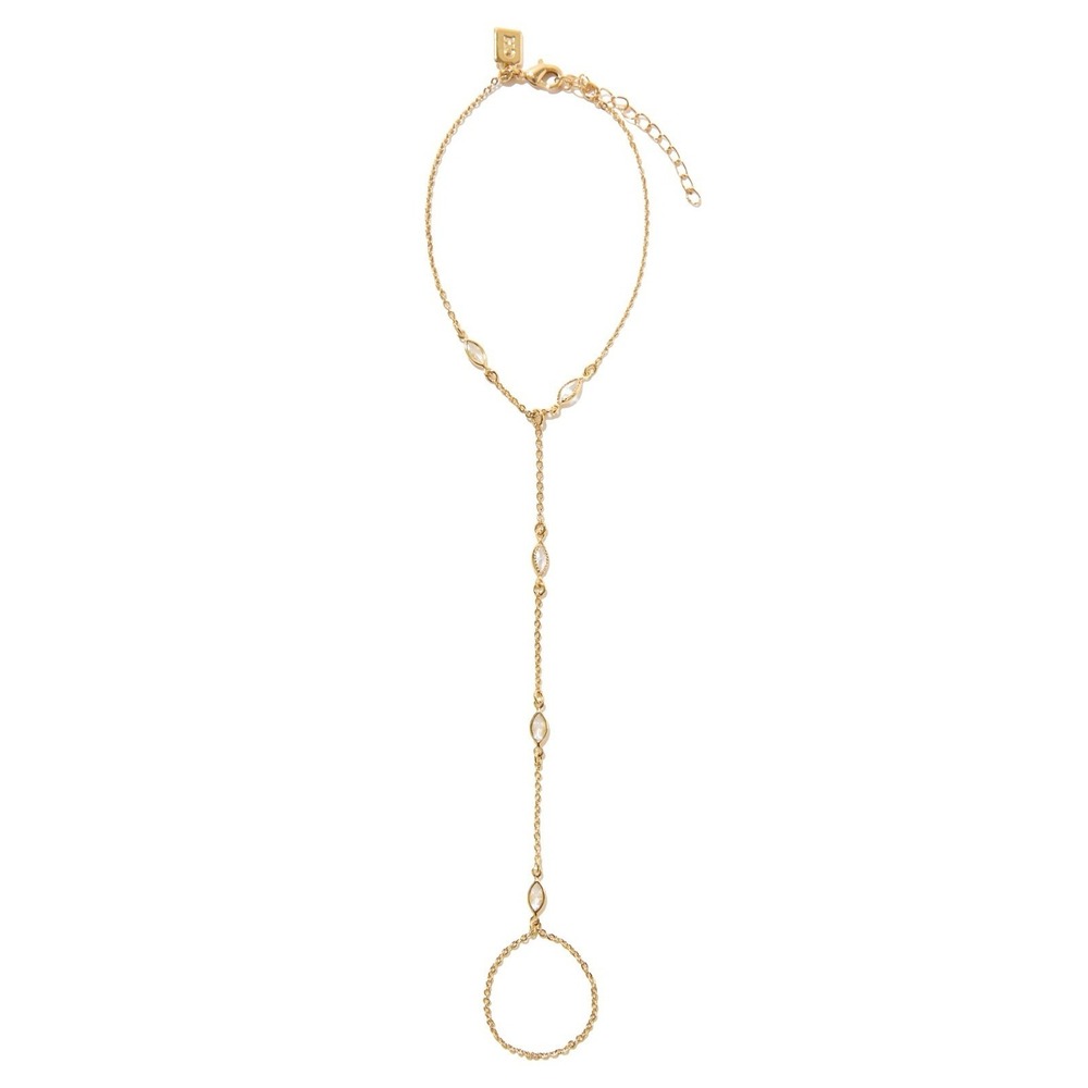 Crystal Haze Crystal Chain The Resort Hand Harness Gold Tone 17" + 5" Extension